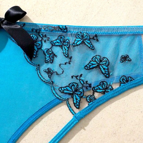 Open Back Butterfly Embroidered
Ouvert panty nwt 
Blue - Picture 7 of 9